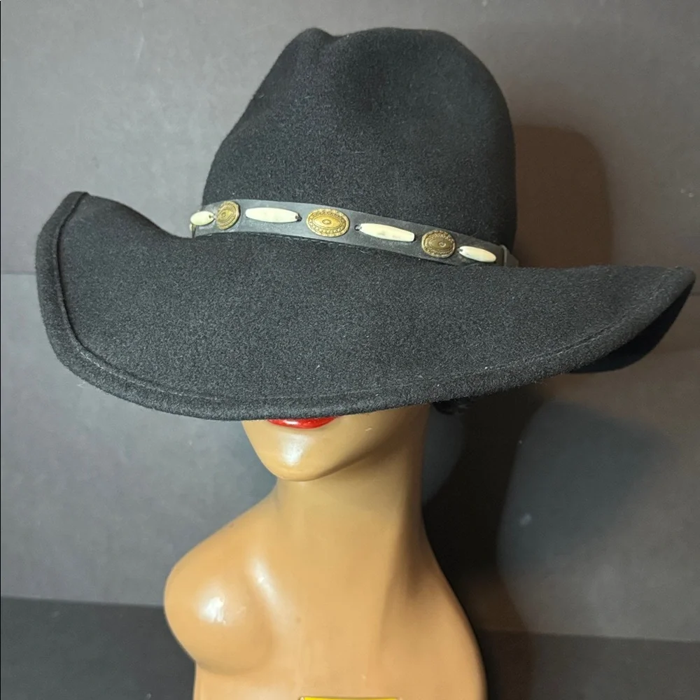 Vintage Black Wool Scala Western Hat
